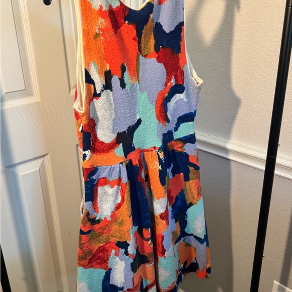 Anthropologie Postmark “Lantana” Watercolor Fit & Flare Dress Size 4 - Picture 4 of 6